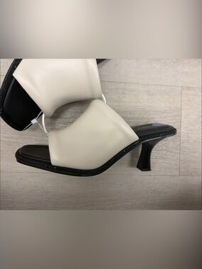 Women’s Cream Mule with rhinestones  Heel